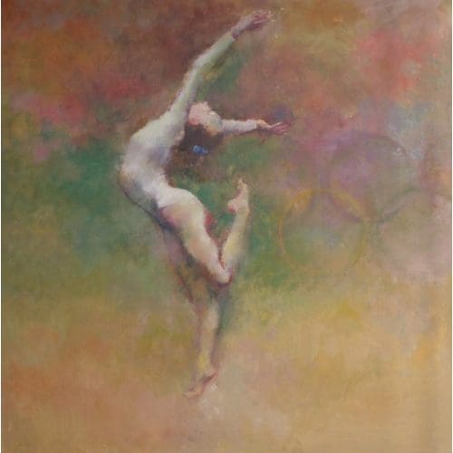 “Olympic gymnast.” A person doing gymnastics.