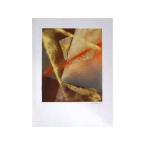 Abstract gold and red geometric art