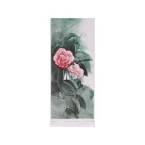 Delicate pink roses painted in traditional Chinese watercolor style.