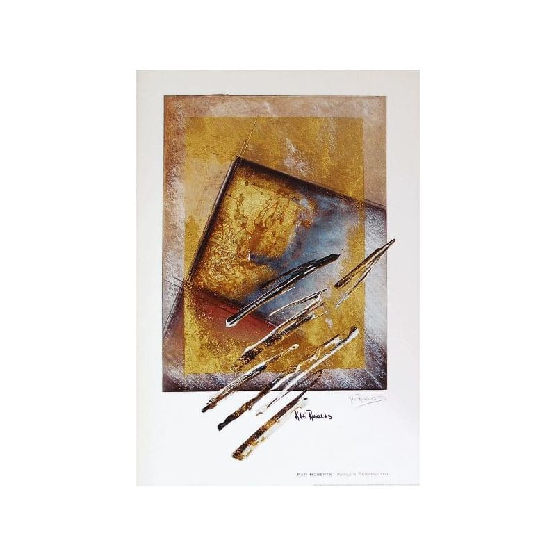 Abstract artwork with earthy tones and paintbrushes.