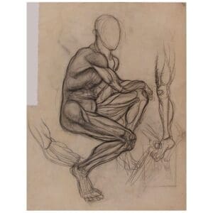 Portrait of a Woman Verso Male Nude Seated