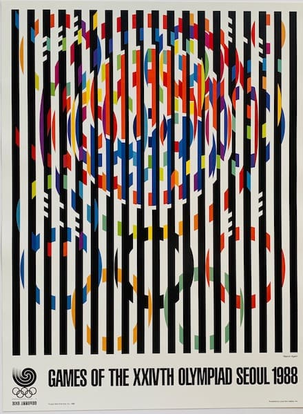 1988 Seoul Korea Yaacov Agam Authentic Olympic Poster